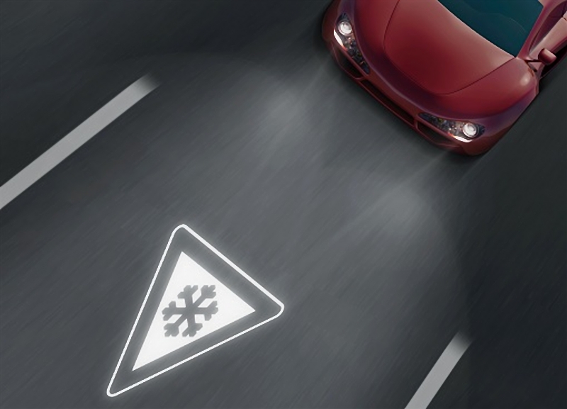 Osram LED hadlights can project symbols onto the road