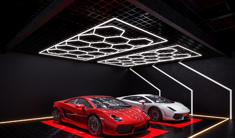 LED hexagon light to enhance atmosphere in car show