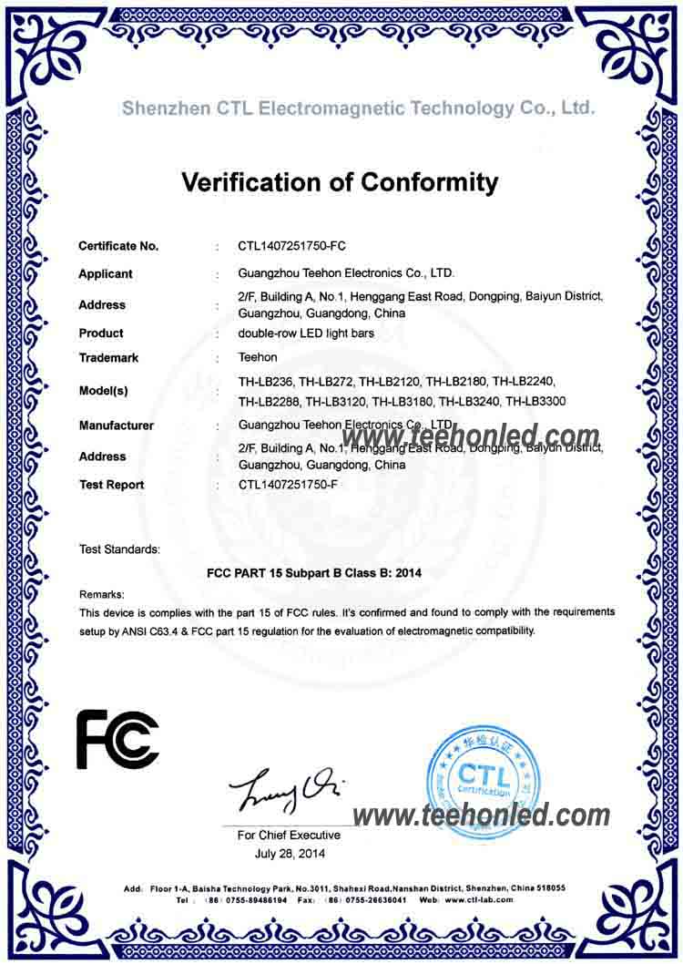 FCC certificate