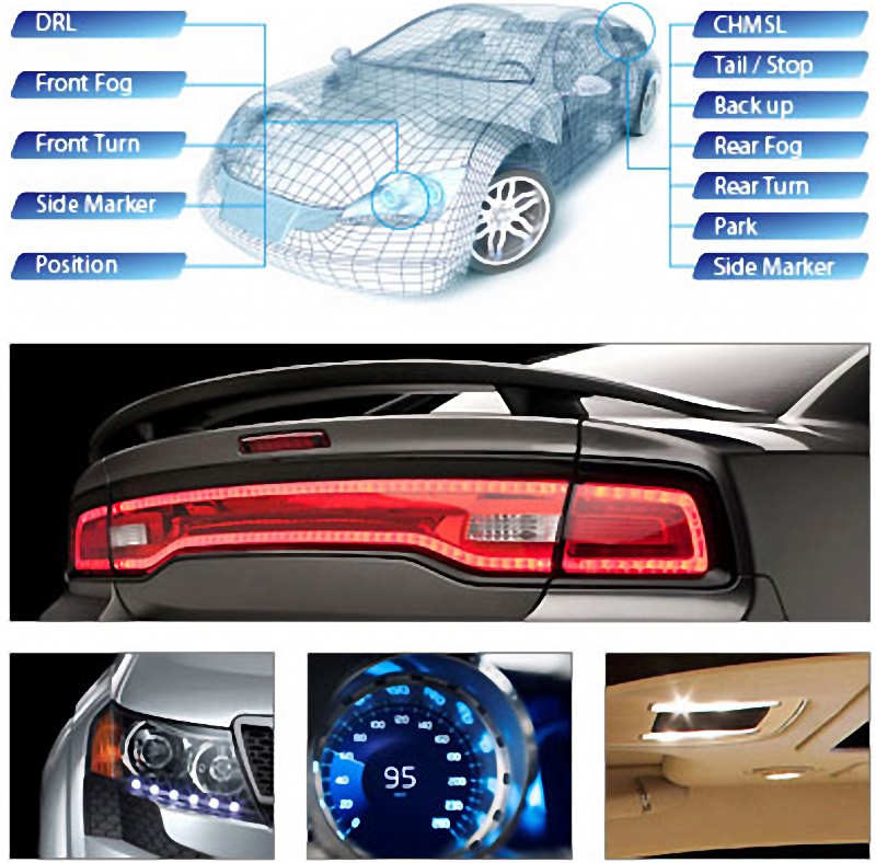 LED tail light applications on TESLA model car