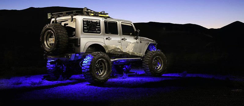 blue color LED rock light for off-road jeep