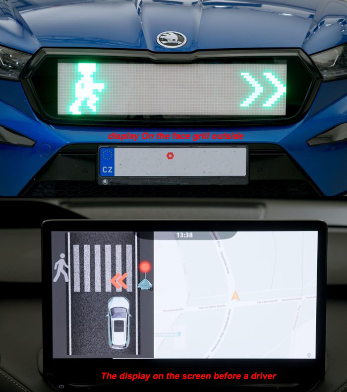 The LED car grille and communication system to improve road safety