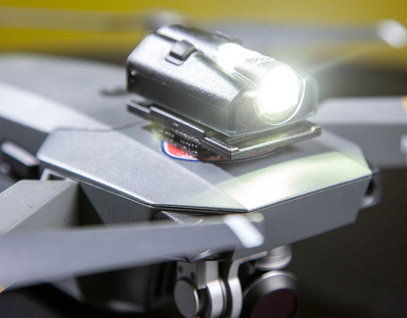 super bright led pod lights with focused laser beam installed on the drone