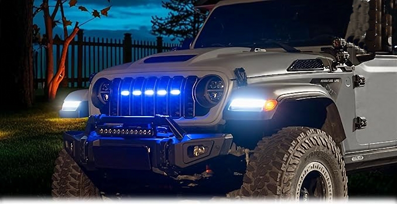  music sync led grill lights on bumper of jeep
