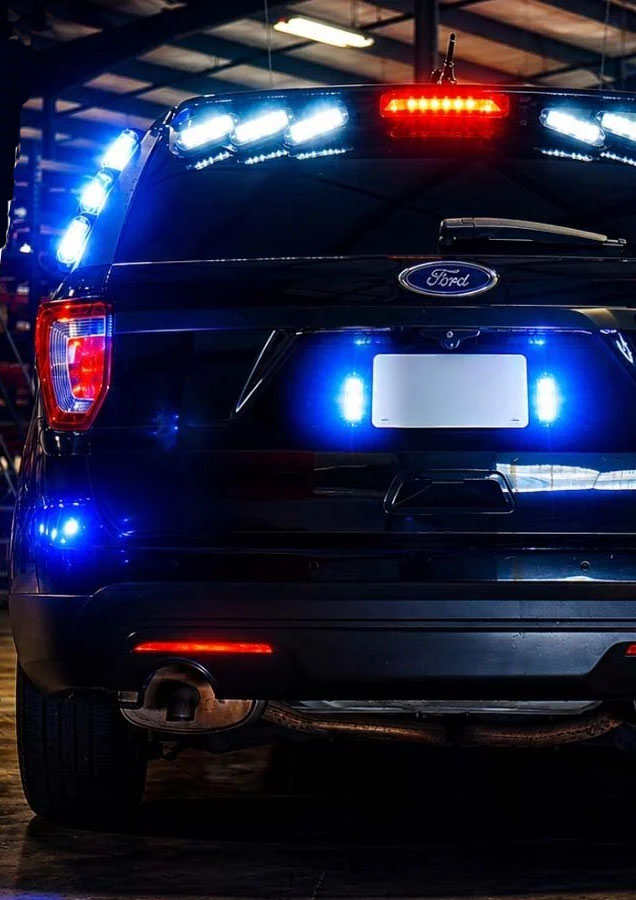 white color or multi color led strobe warning lights on the suv white color or multi color led strobe warning lights on the suv